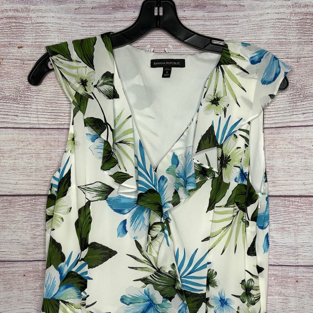 Banana Republic Floral Tropical Flutter Flowy Breezy Maxi Dress Size 10 Tall - Picture 7 of 13
